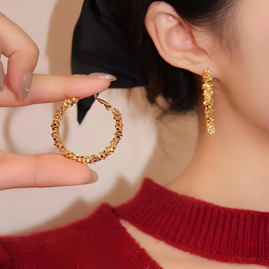 合金耳饰 大圆圈耳扣 小众设计高级感气质 百搭耳饰时尚轻奢耳环