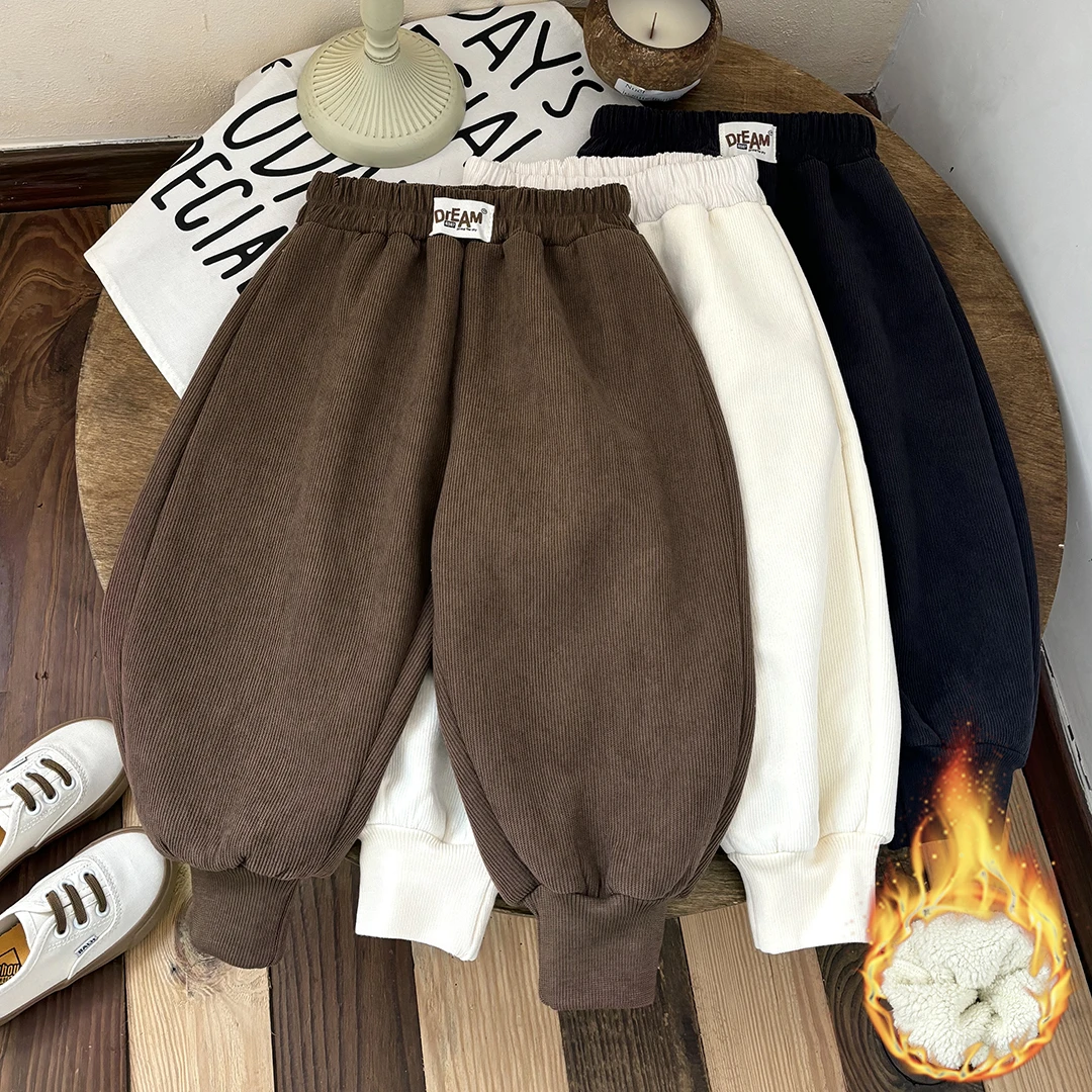 儿童加绒裤子24新款洋气时尚小女孩韩版百搭灯芯绒长裤保暖束脚裤