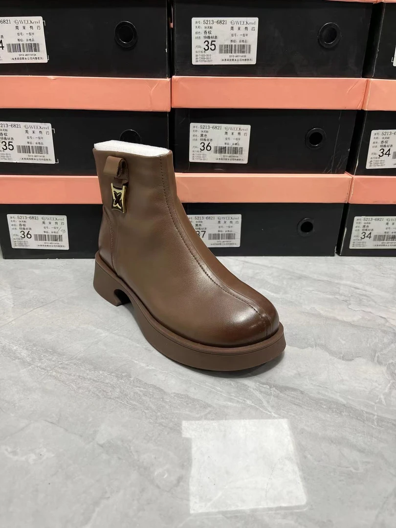 9006 圆头低跟简约舒适百搭烟筒靴