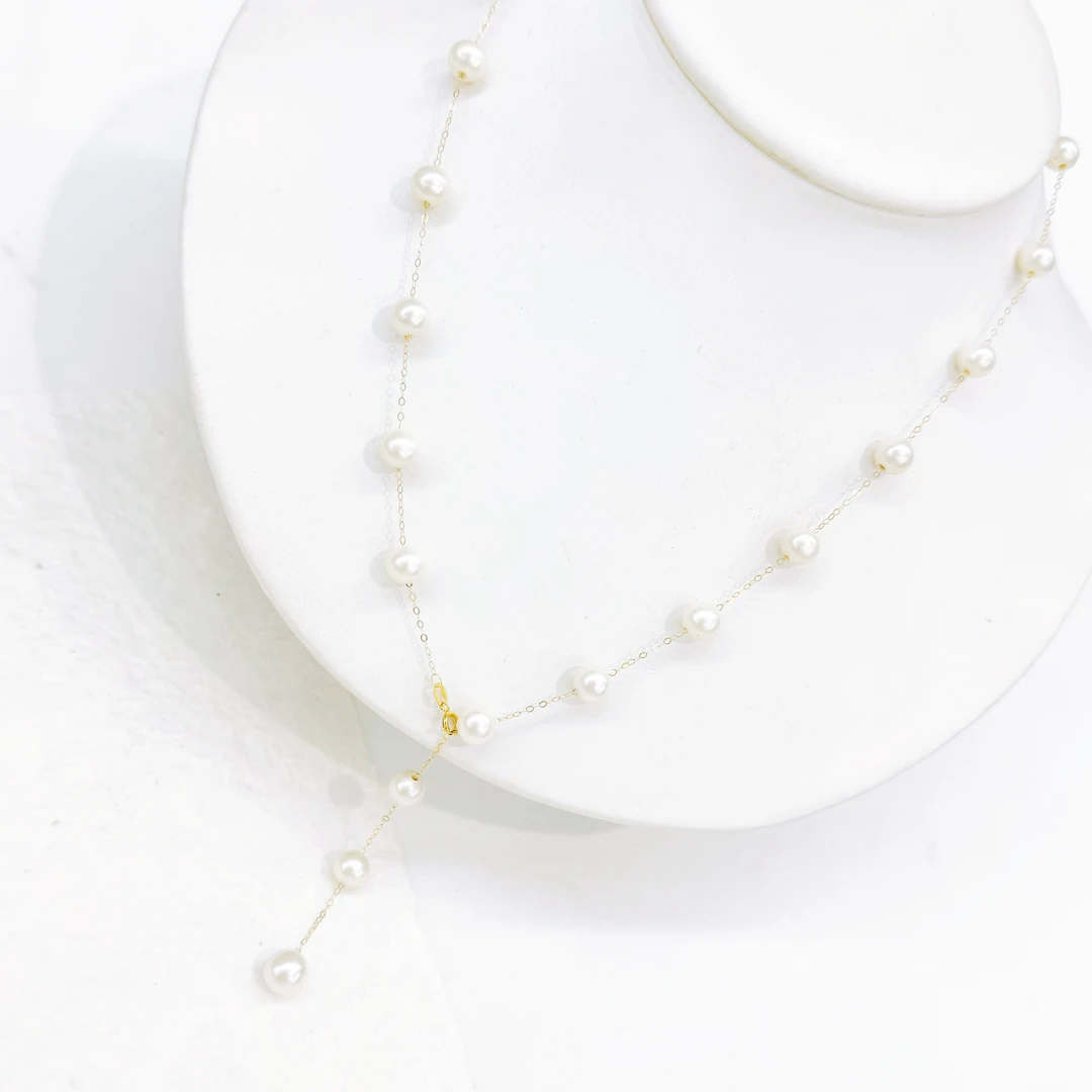 【罗伊伊推荐】淡水珍珠满天星项链 6-7mm 18K金（50cm）  YB0029