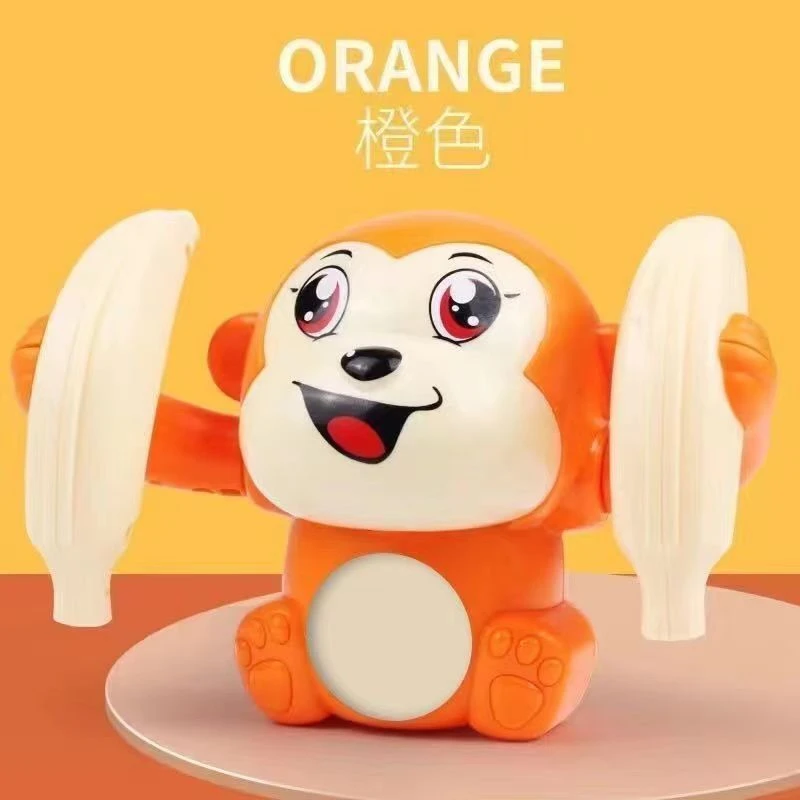 婴幼儿专用声光音乐翻滚玩具猴子，可练习抬头跟学爬行，锻炼手抓力
