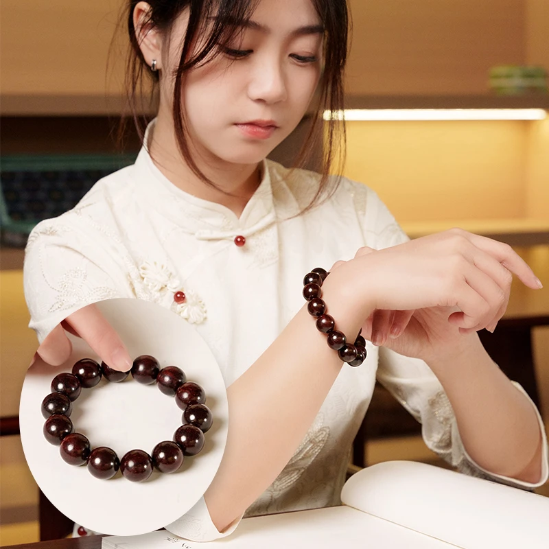 普陀山小帅2024年印度小叶紫檀手串单圈15mm檀木手工文玩好物男女