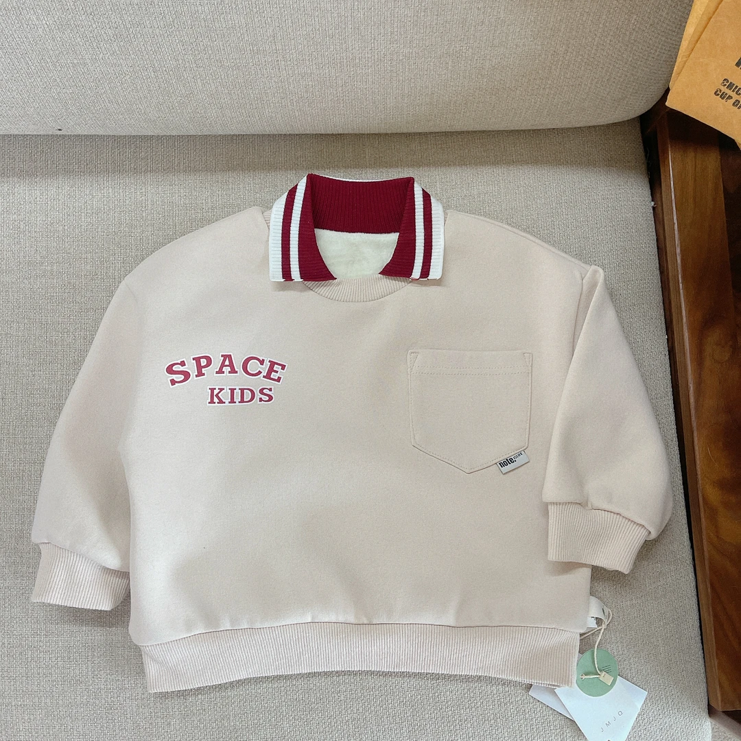 【JMJQ 231053】秋冬韩版儿童时尚休闲加绒加厚翻领扁机领polo卫衣