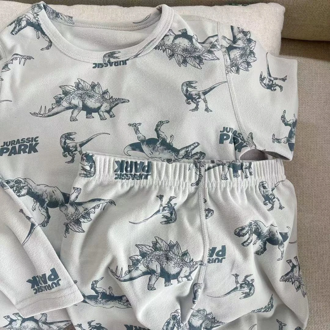 【JMJQ 23995】秋季款中小童舒适居家打底满印恐龙睡衣家居服套装