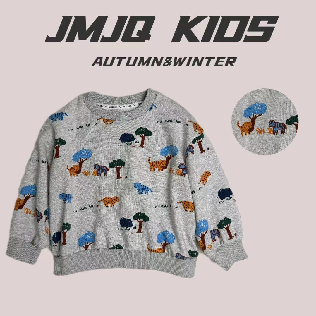 【秋季上新 20163-1】春秋韩版中小童薄款动物森林趣味印花长袖卫衣