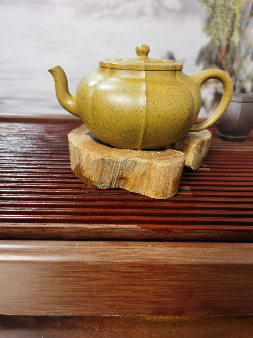 扁玉黄金芝麻段泥280CC茶壶全手工纯手工手制水平壶四方壶