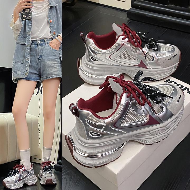 老爹鞋女秋季休闲鞋秋季新款网面透气轻便百搭厚底时尚休闲运动鞋