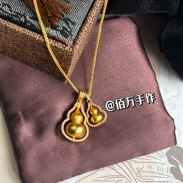 铜合金吊坠 铜合金项链【佰万手作】‘福禄加倍’转转葫芦吊坠项链