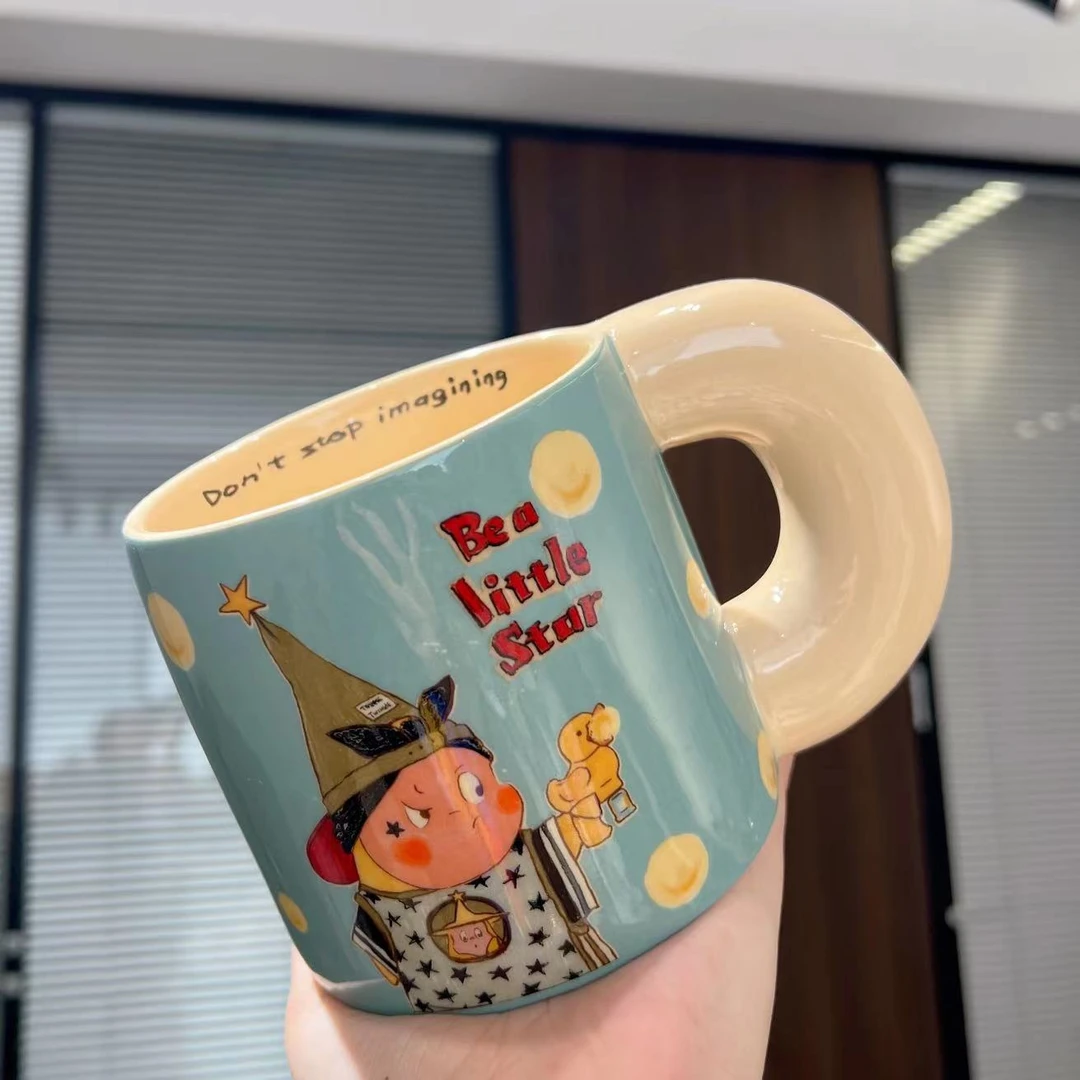 【东泰】星星人联名马克杯子蓝色魔法小黄鸭大把手牛奶杯家用水杯