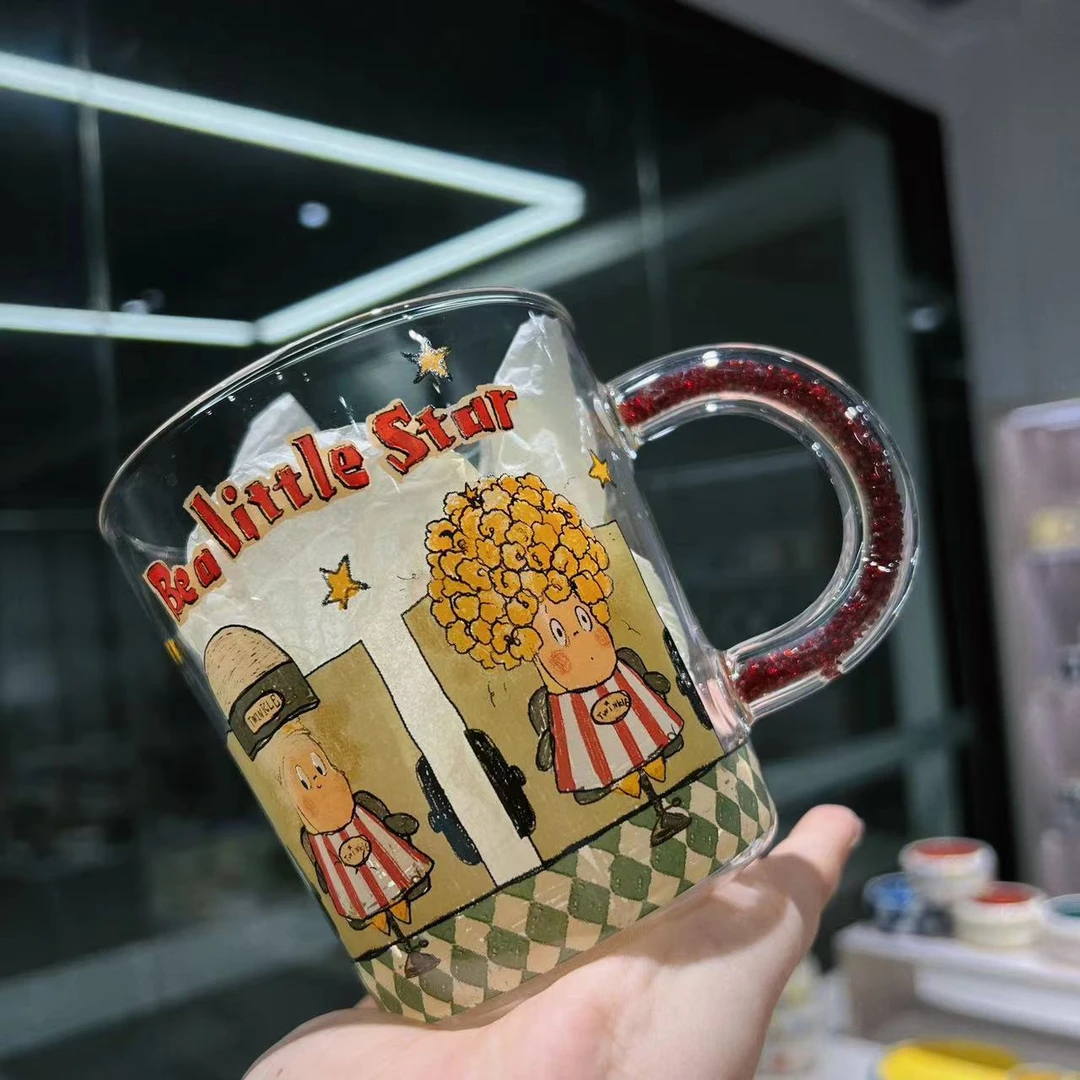 【东泰】星星人联名杯子红色烫头星星人玻璃喝水马克杯子
