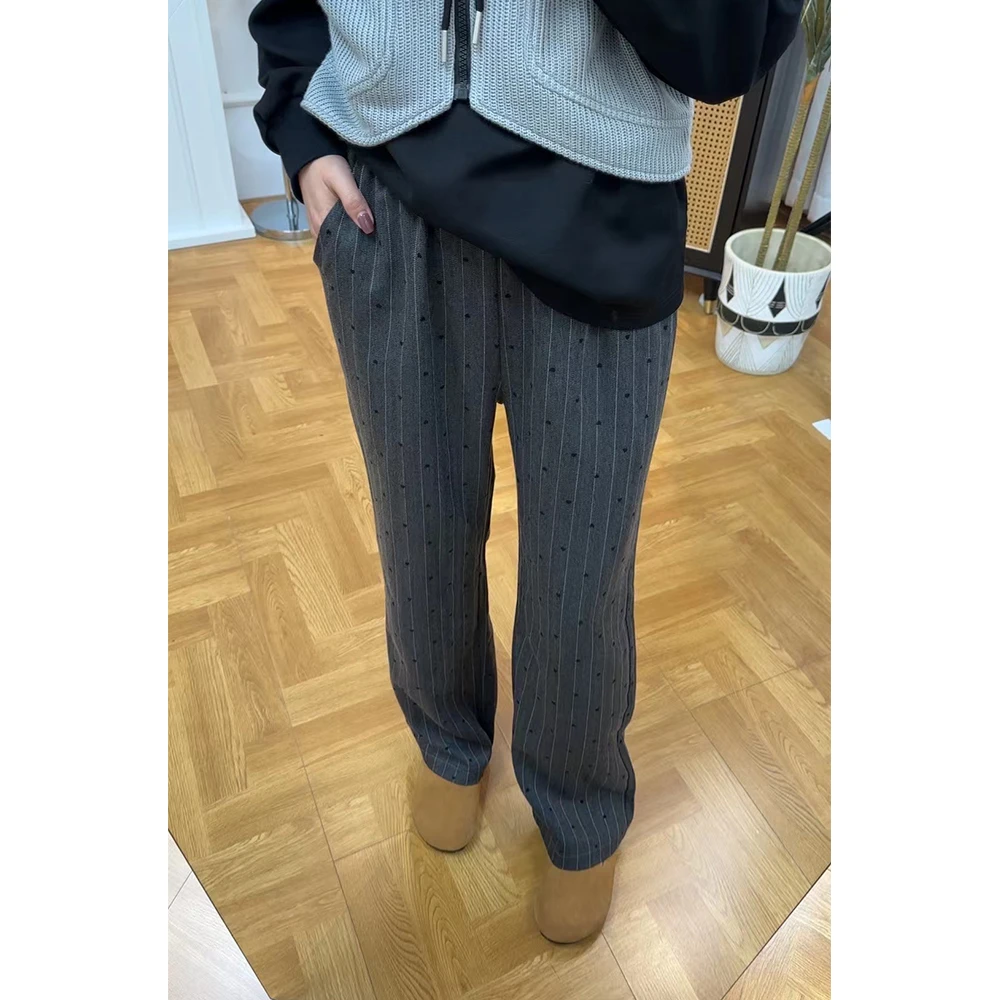 WenWen小个子2024秋韩版新款爱心窄版直筒垂感显瘦高腰西装裤2188