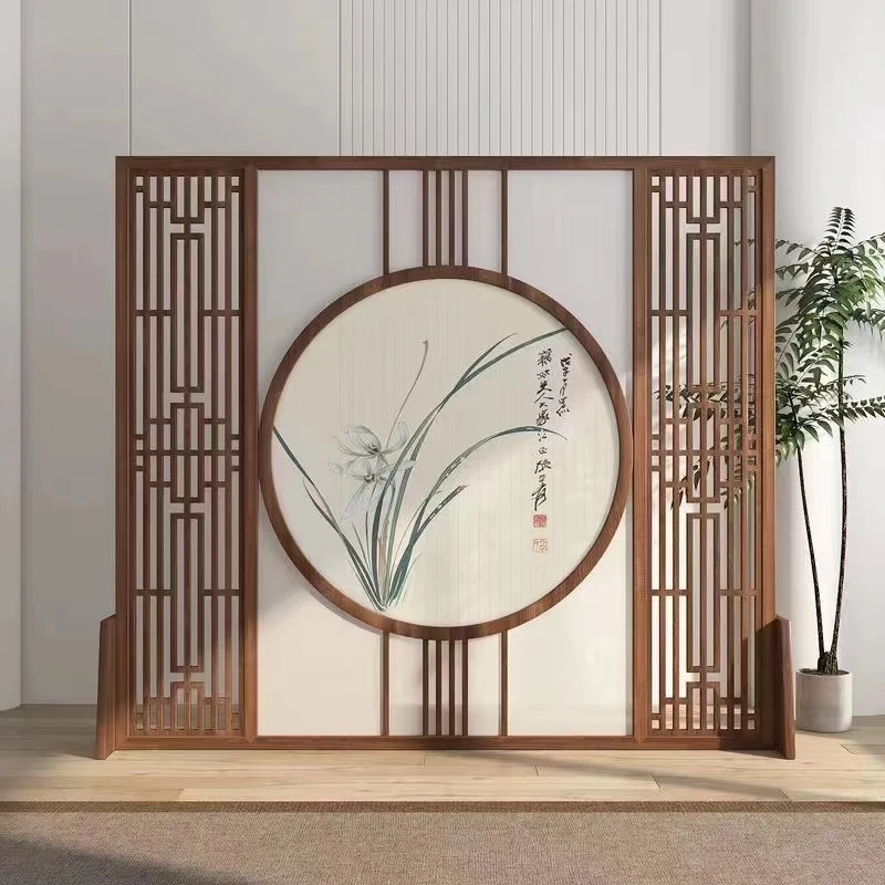 新中式实木隔断屏风入门屏风隔断客厅遮挡禅意茶室入户玄关装饰