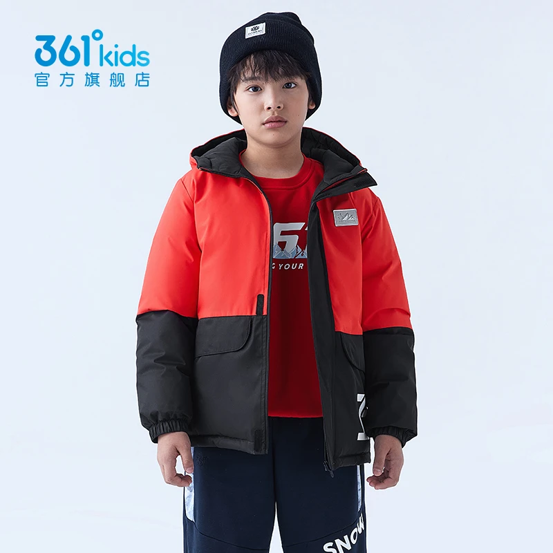361°童装羽绒服2024年冬季新款儿童外套连帽保暖防风外套中大童