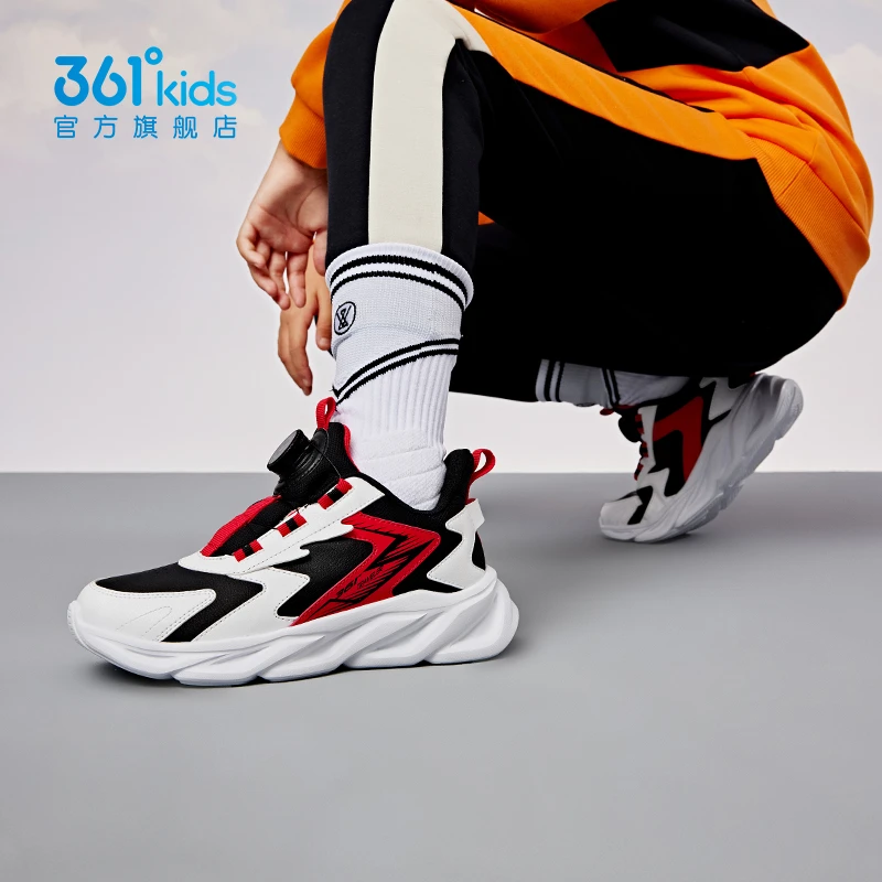 361°童鞋儿童革面运动鞋2024年秋冬新款中大童跑步鞋男童女童