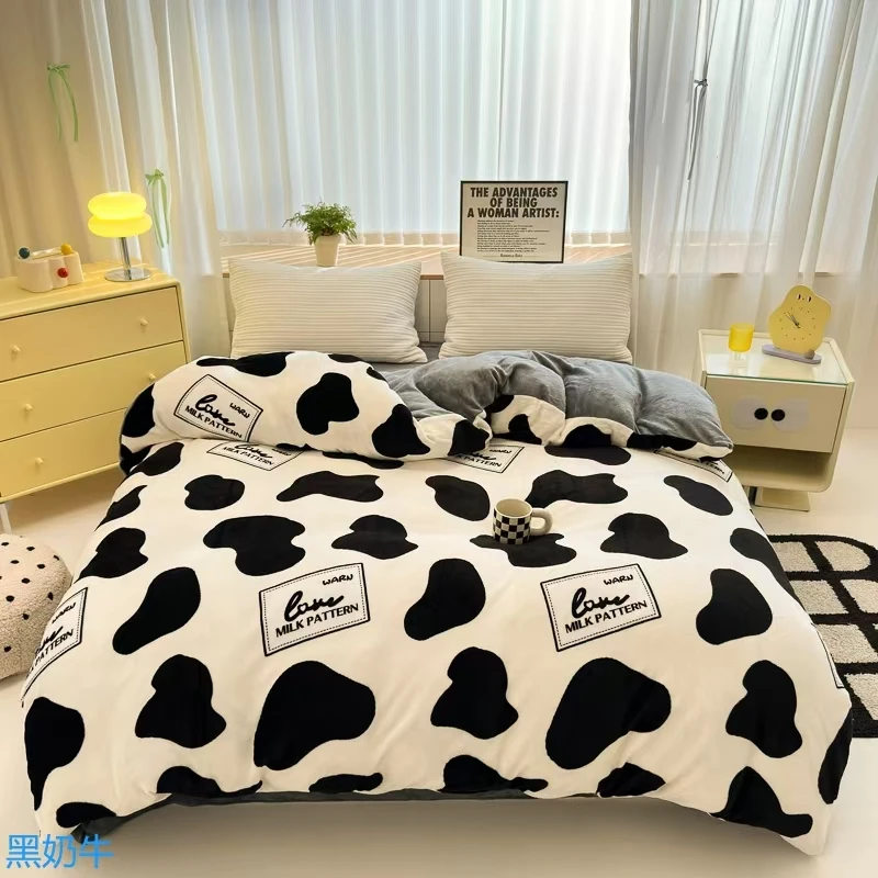 活动高克重冬季加厚保暖印花牛奶绒四件套亲肤双面绒不掉毛抗静电