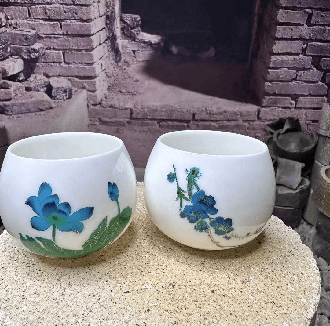 【闪购商品】高端茶器 荷花梅花变色对杯 （福利款）瓷器 品茗杯