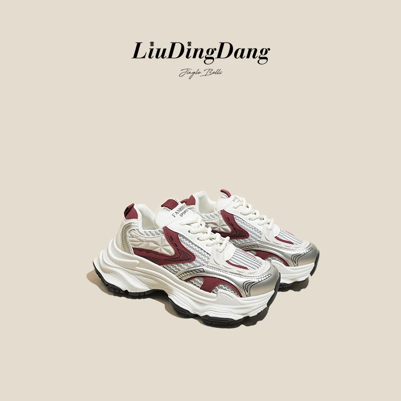【刘叮当女鞋】2024春秋厚底透气炸街透气老爹鞋w12