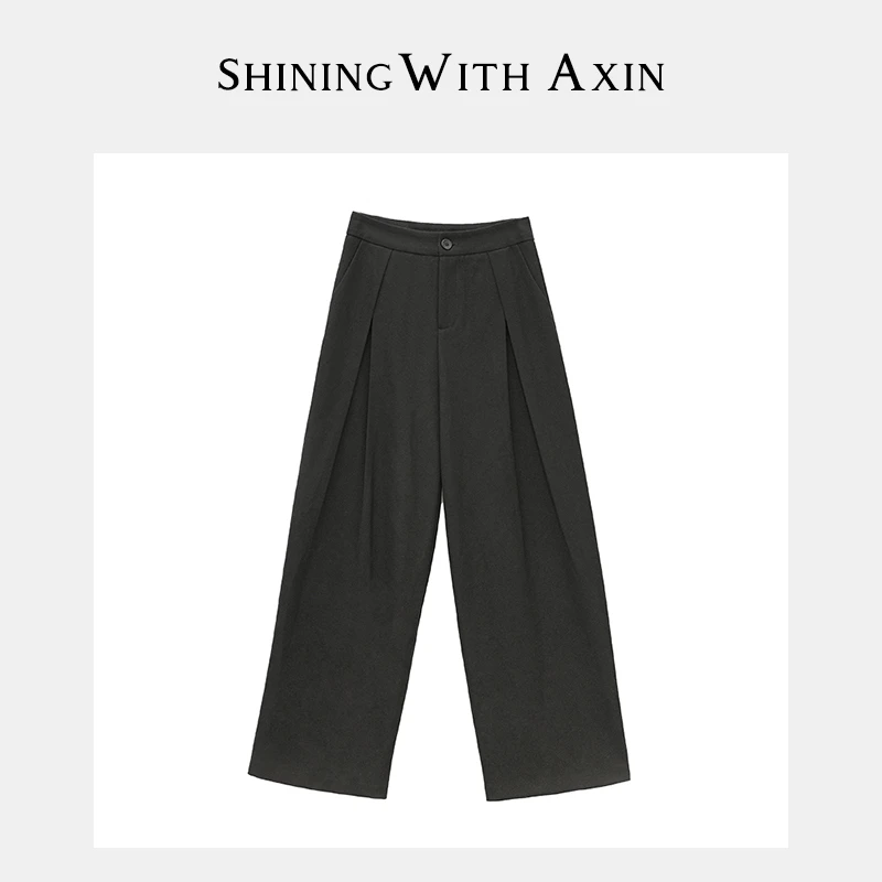 阿昕亮晶晶 神裤系列  宽松压褶磨毛裤AX221160