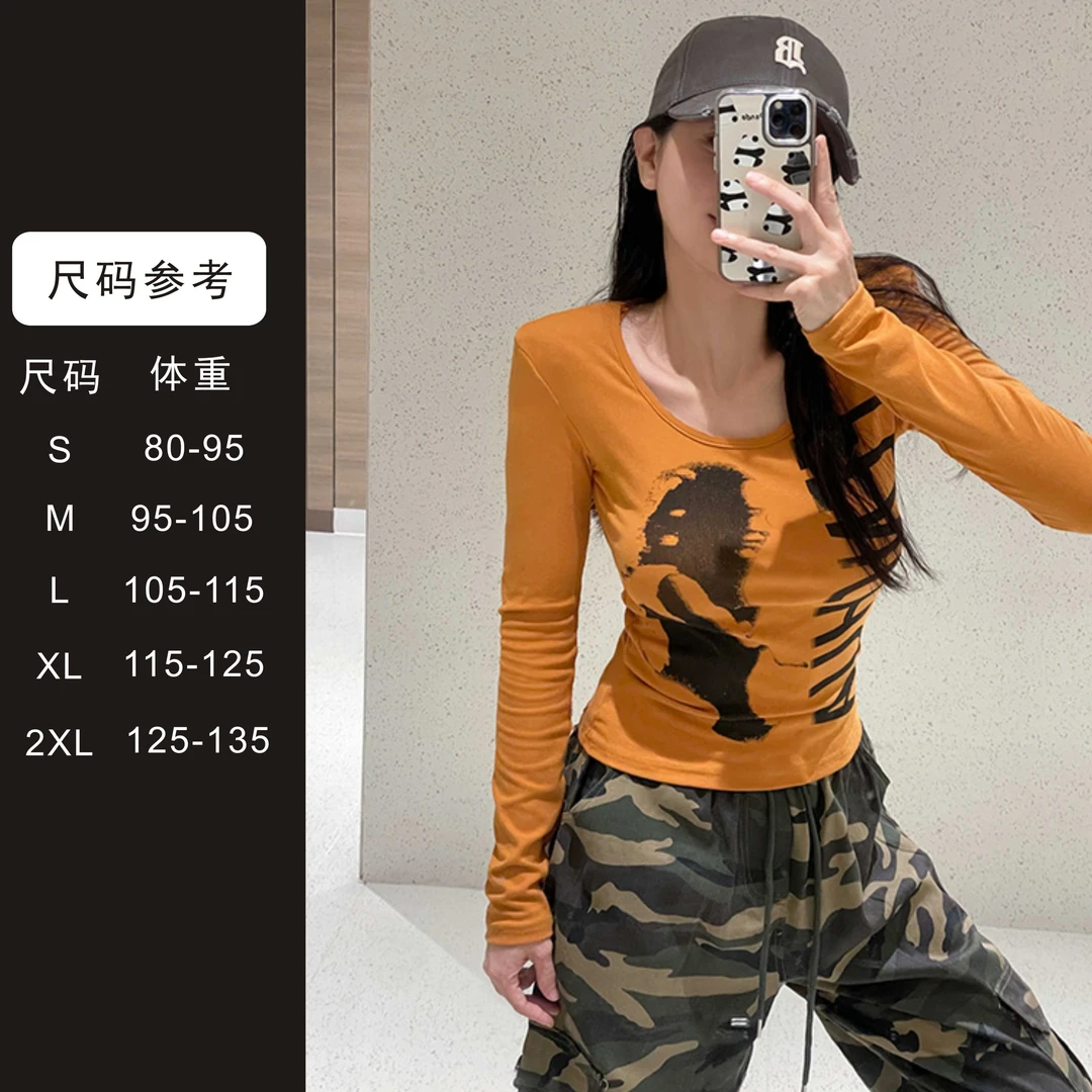 G-90-上衣2023秋季新款印花长袖洋气减龄T恤JX199JX633