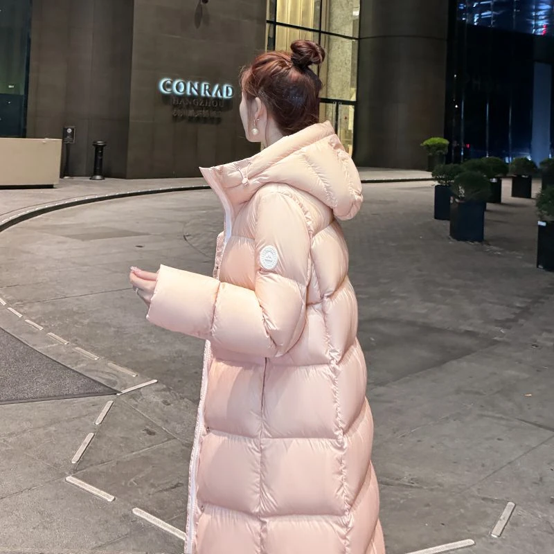 连帽保暖东北极寒加厚过膝长款羽绒服女90白鸭绒冬季新款韩版外套
