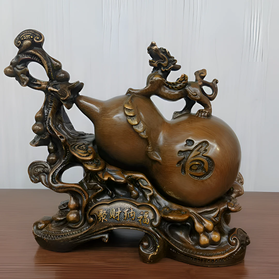 HN聚财纳福葫芦高档手把件卧室客厅玄关博古架茶桌长16宽6高15