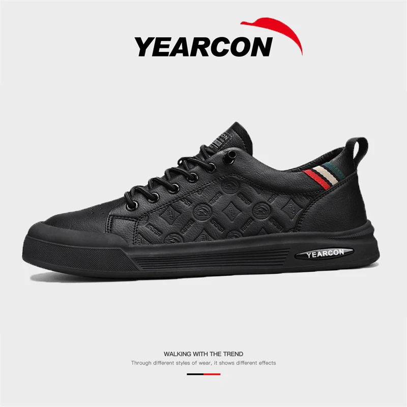 YEARCON/意尔康男鞋2025秋季新款板鞋时尚压花百搭休闲鞋高端潮鞋