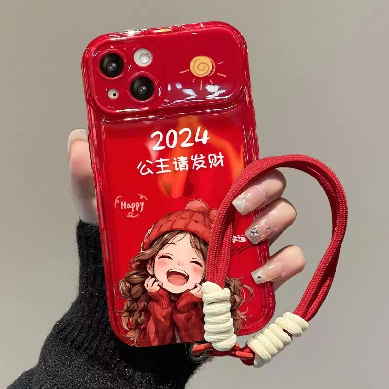 2024公主请发财翻盖镜子手机壳苹果华为/vivo/oppo/小米iPhone15