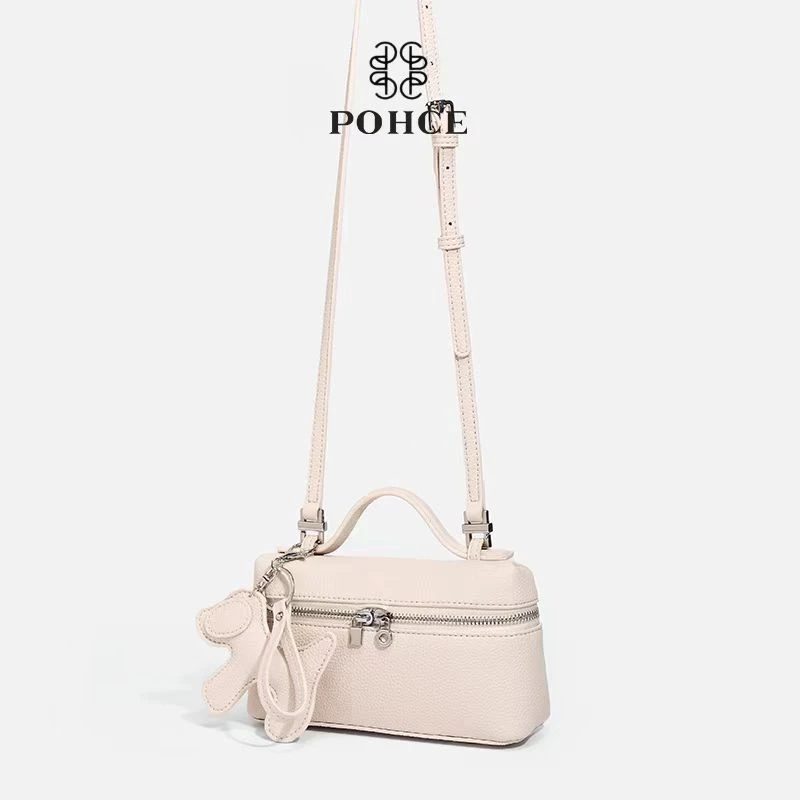 POHCE 时尚软皮女包包2023新款手提包同款小方包盒子包9902