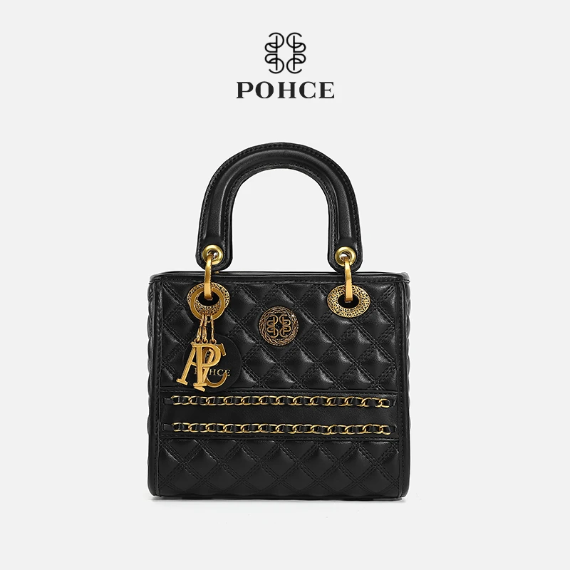【POHCE】新款女士手提包潮流百搭单肩包时尚菱格斜跨包1107