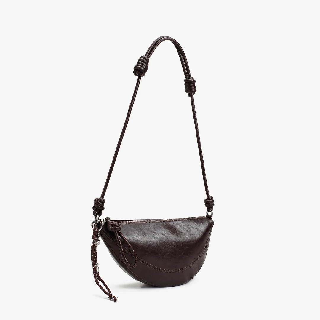 时尚休闲百搭女士棕色简约单肩包24250