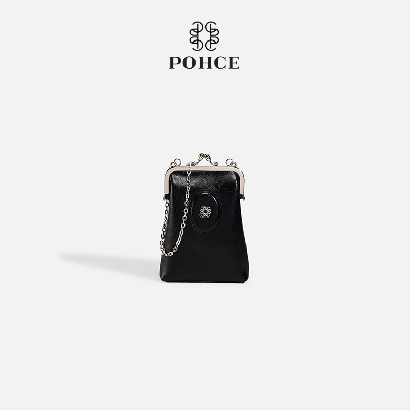 POHCE 腋下包女2023新款高级感单肩手提包黑色手机包