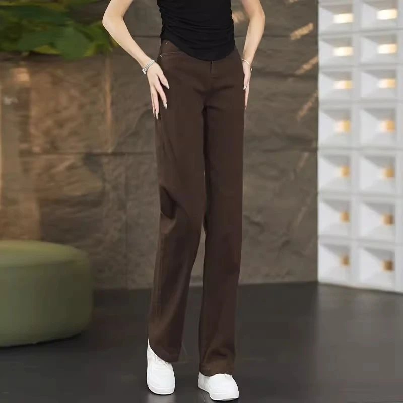 女裤2024新款软牛仔裤女春秋款女士复古休闲显瘦窄版直筒裤子秋冬