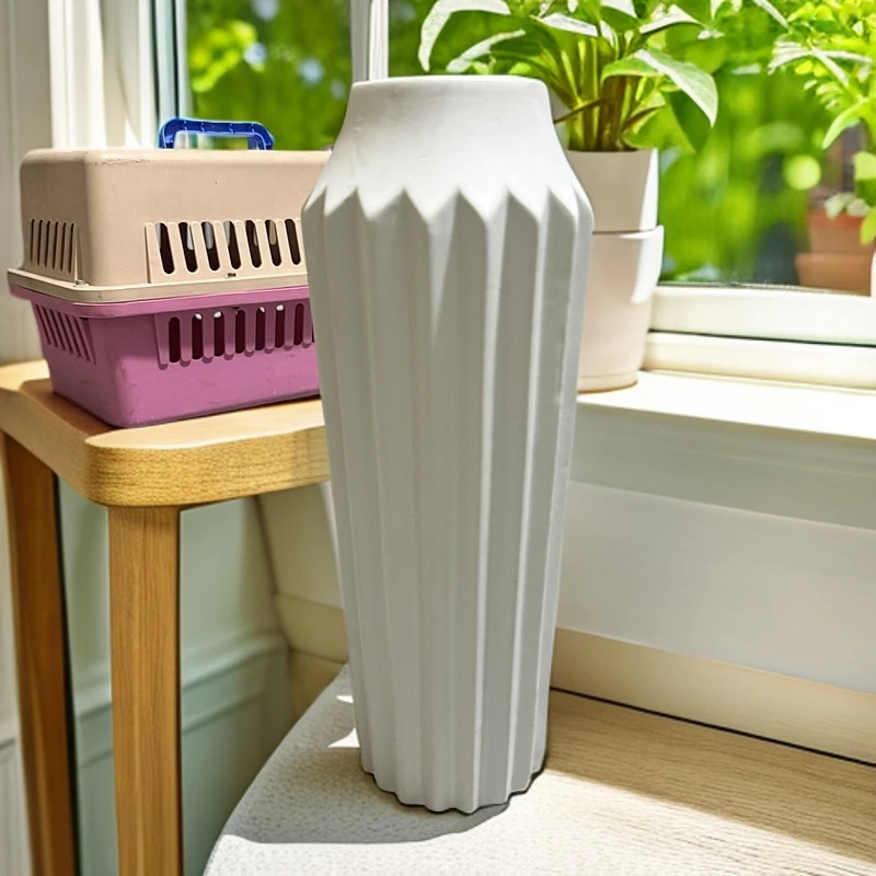 （1）北欧陶瓷花瓶细口长颈瓶水养客厅干花插花摆件素雅小口径瓶子