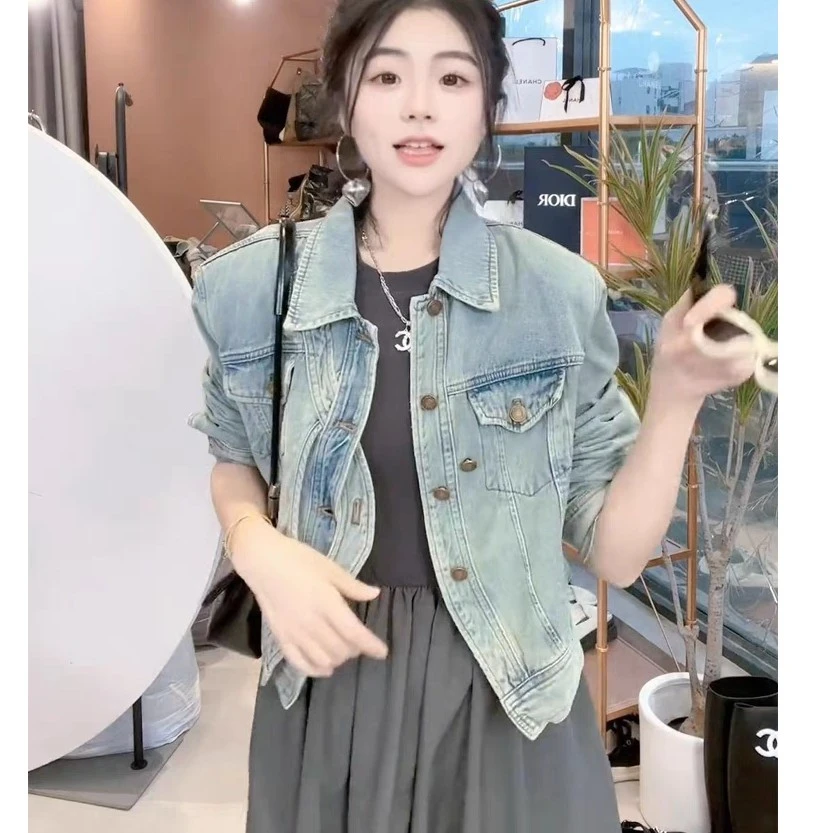 美式复古炸街牛仔短外套女秋季2023新款设计感高级夹克外套时尚