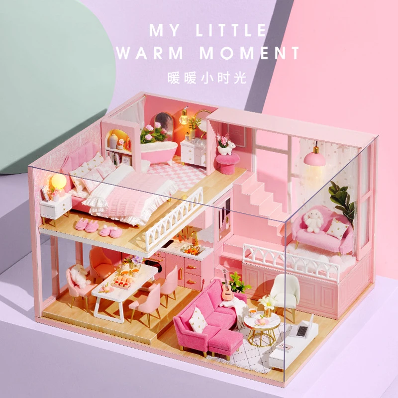 diy小屋木质手工拼装别墅模型单身公寓创意礼物送女友闺蜜