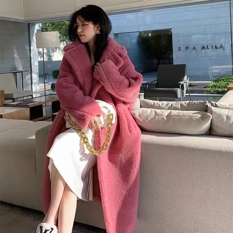 【小颜专享】泰迪Max进口羊驼女士秋冬长款大衣 网红外套过膝