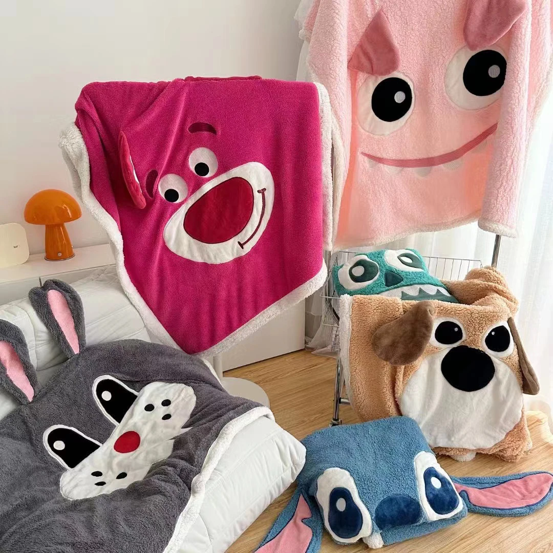 软乎乎羊羔绒毛毯搞怪贴布绣花卡通睡毯可爱羊羔毯