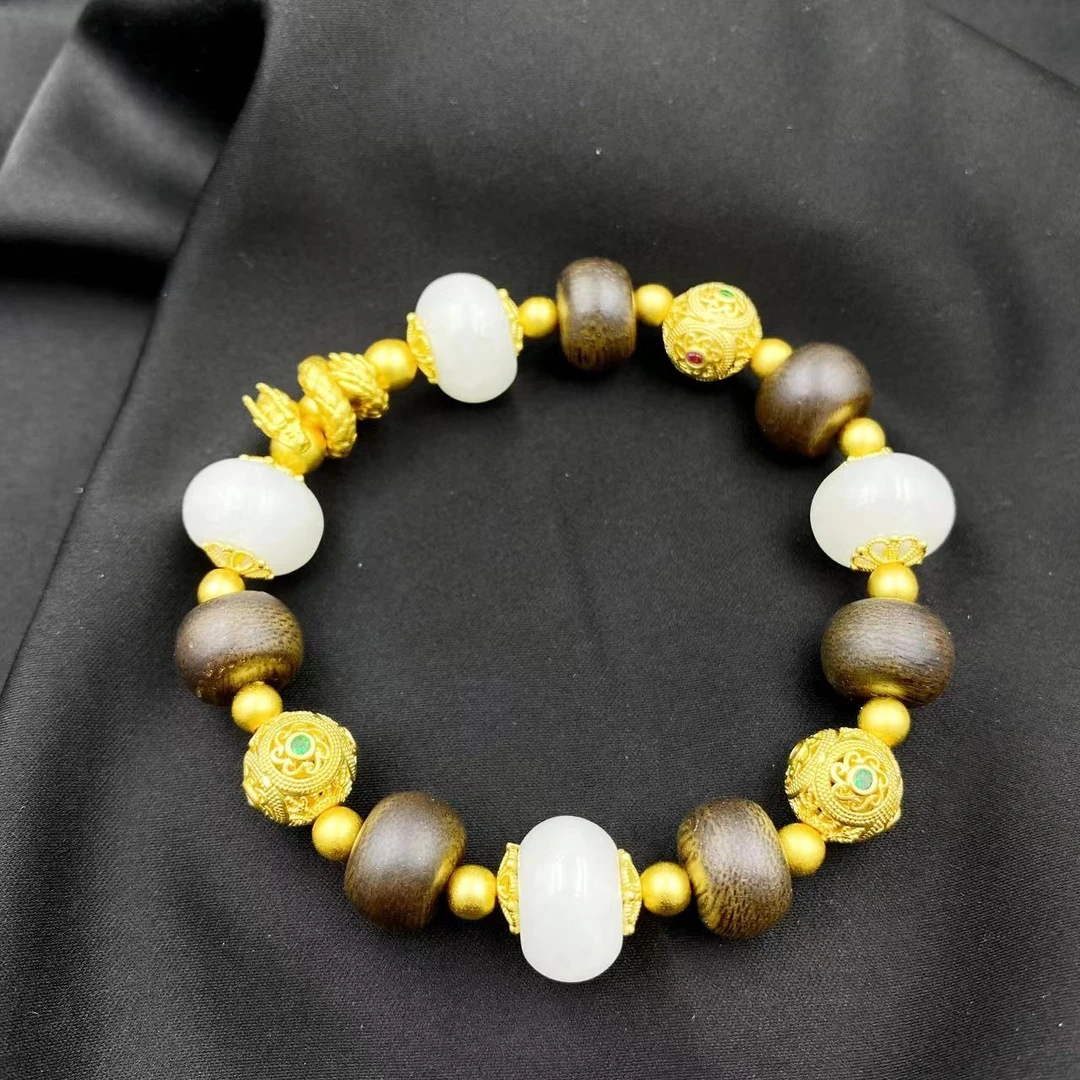 【金姐专属】和田玉神龙摆尾沉沉手串S759  合金镶嵌