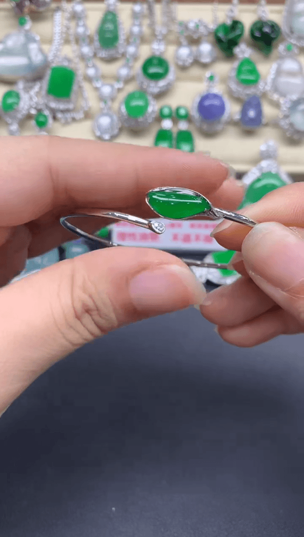 【闪购商品】翡翠手镯18K金镶嵌490-多人