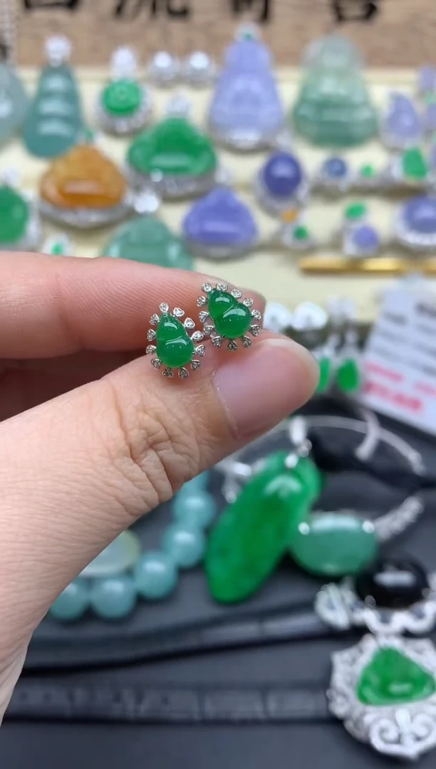 【闪购商品】翡翠耳饰18K金镶嵌331-中国好珍宝