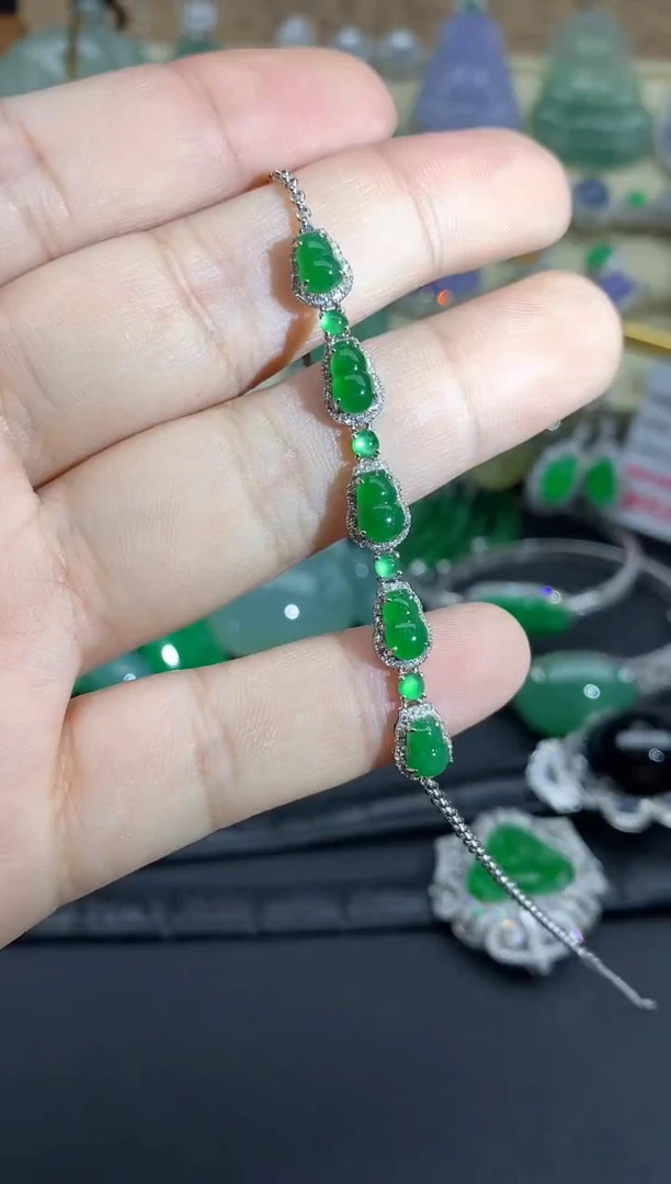 【闪购商品】翡翠手链18K金镶嵌549-中国好珍宝