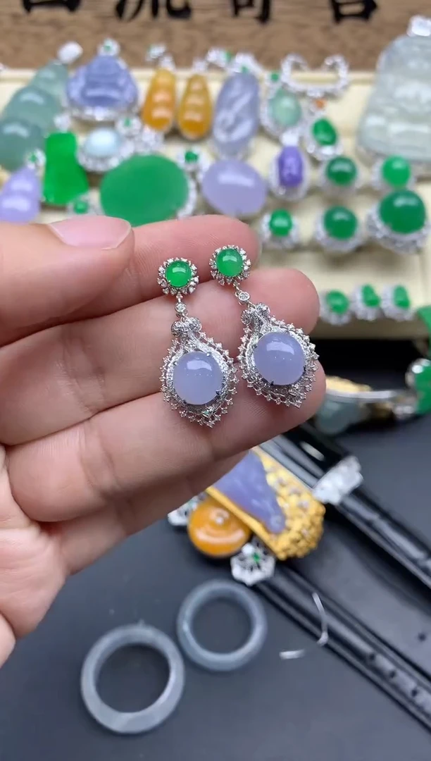 【闪购商品】翡翠耳饰18K金镶嵌644-中国好珍宝