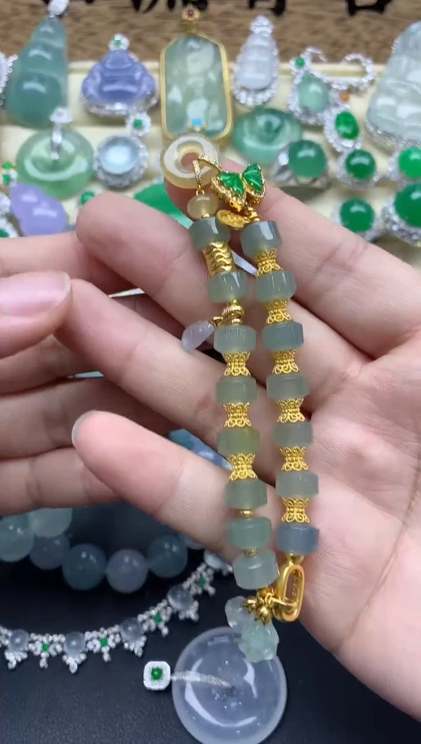 【闪购商品】翡翠手串18K金镶嵌658-分2单总价13200