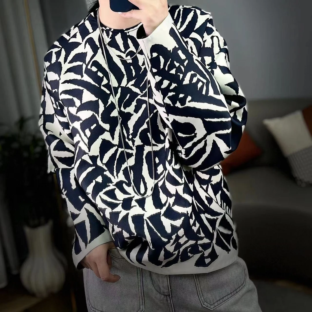 蔻凡洛【法式印花】春季新款设计师印花休闲百搭真丝衬衫C23100