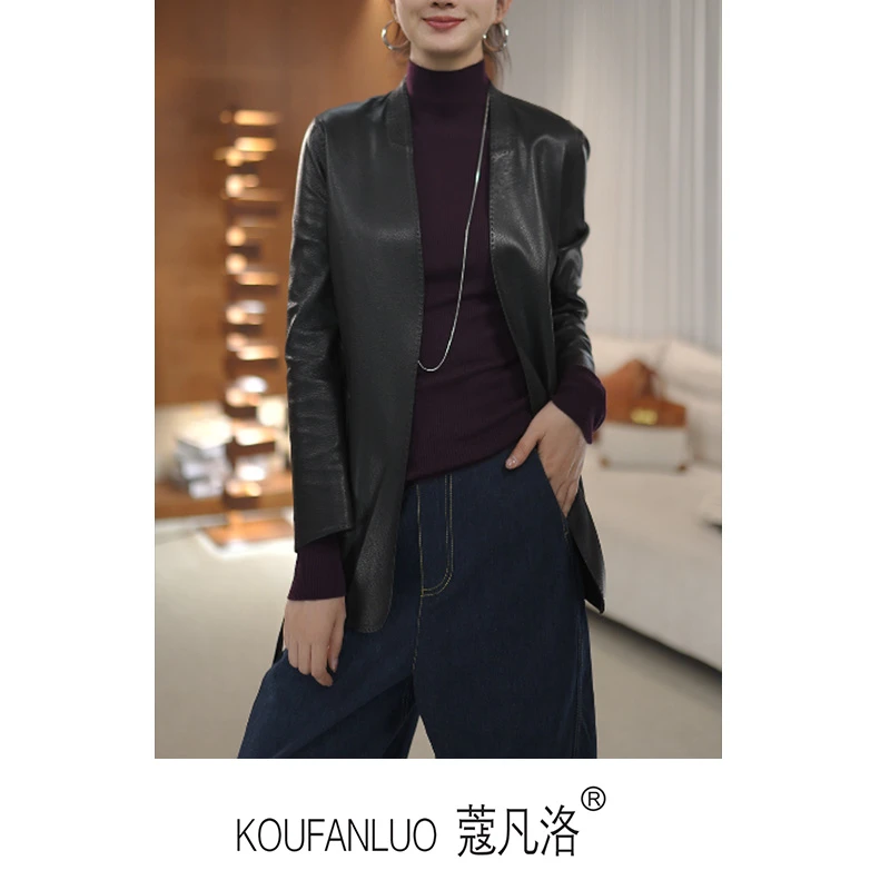 【布拉格】时尚百搭柔软荔枝纹无涂层jin口羊皮腰带皮衣外套Q24676