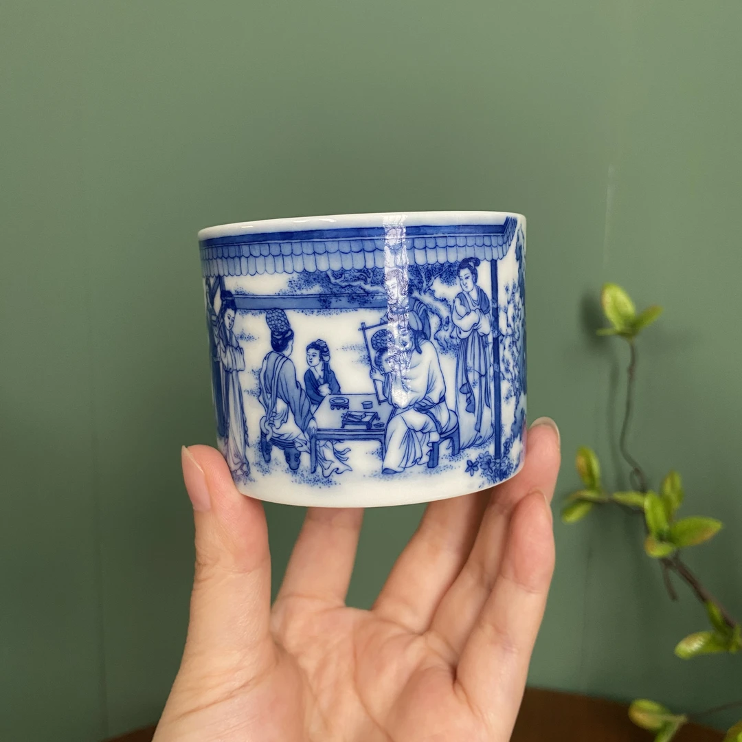 【晓竹窑】重工人物乞巧图  手工手绘  景德镇茶具