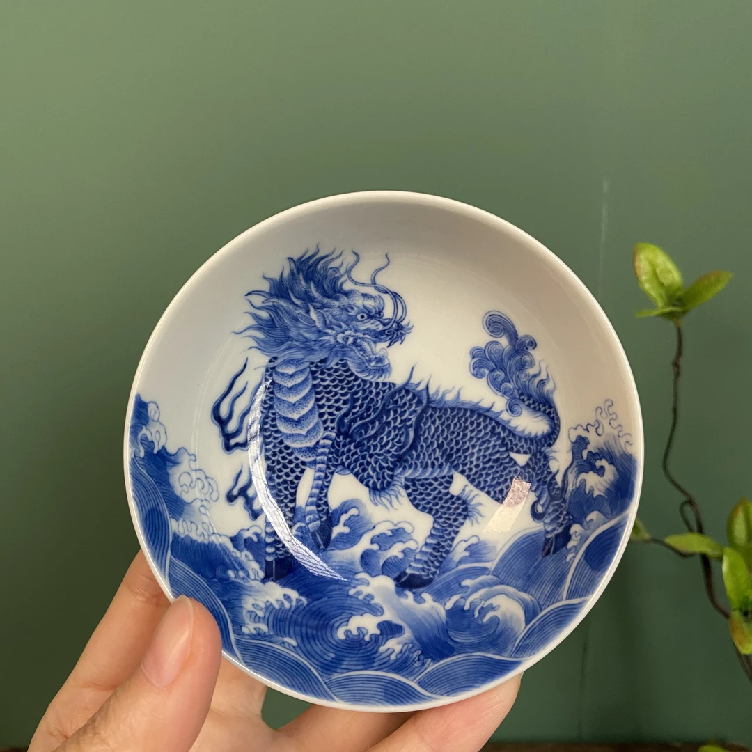 【记石柴窑】精工麒麟普洱杯柴窑手工手绘 主人杯喝茶杯景德镇茶具