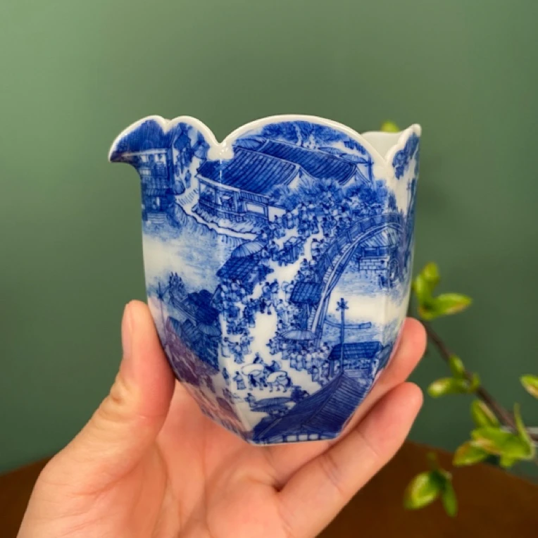 九茗珍藏 清明上河图 公道杯 手工手绘景德镇茶具