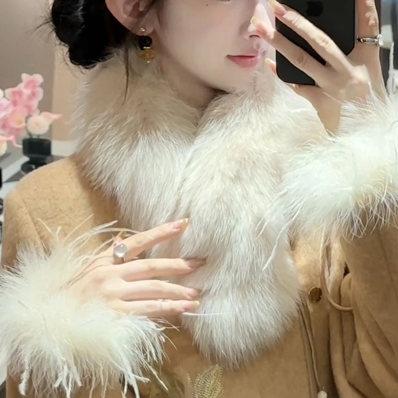 人造皮草 【周粥】【毛毛领】秋冬新款围巾冬季百搭毛领预D3ML1376