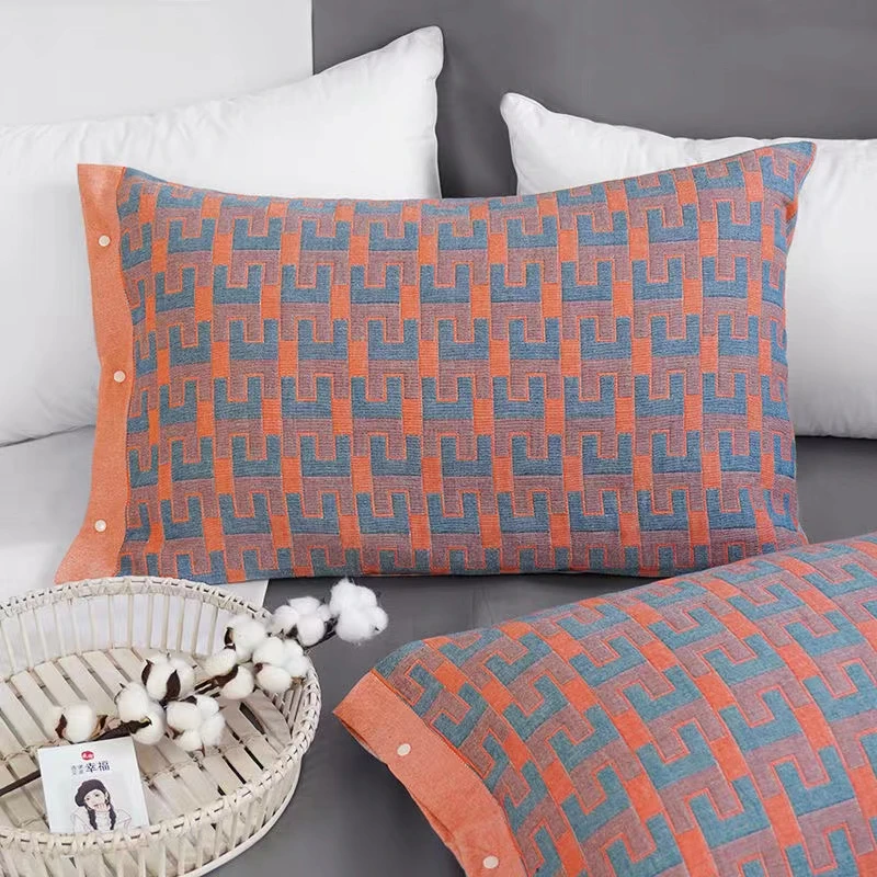 【YT】字母U-纯棉纱布枕套全包按扣固定不脱落枕套